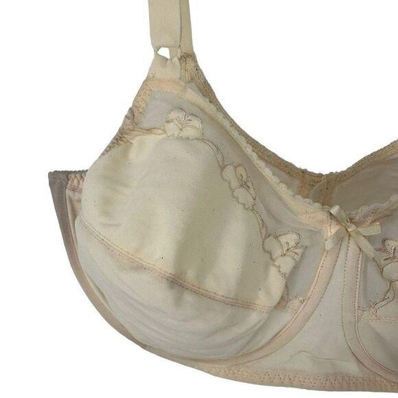 Bali Bra 0180 40D Comfort U Back Flower Embroidered Mesh Boned Beige Underwired - Picture 4 of 10